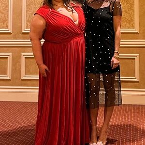 Badgley Mischka Favored Gown 22 Red Chiffon